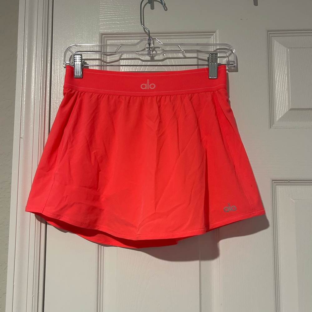 Alo Yoga Match Point Tennis Skirt Fluorescent Pink Coral Size Small